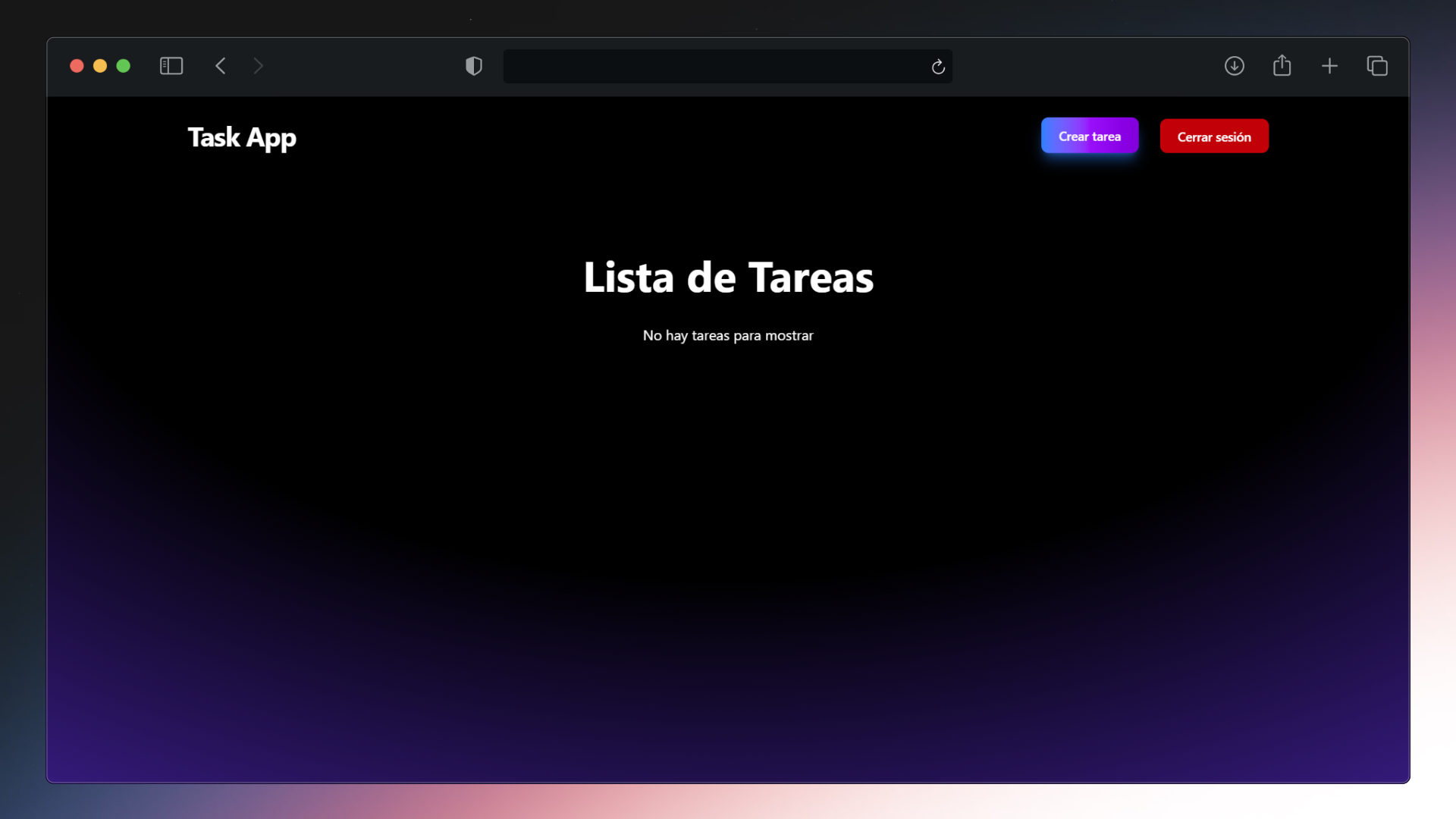 Captura de pantalla del proyecto Task App